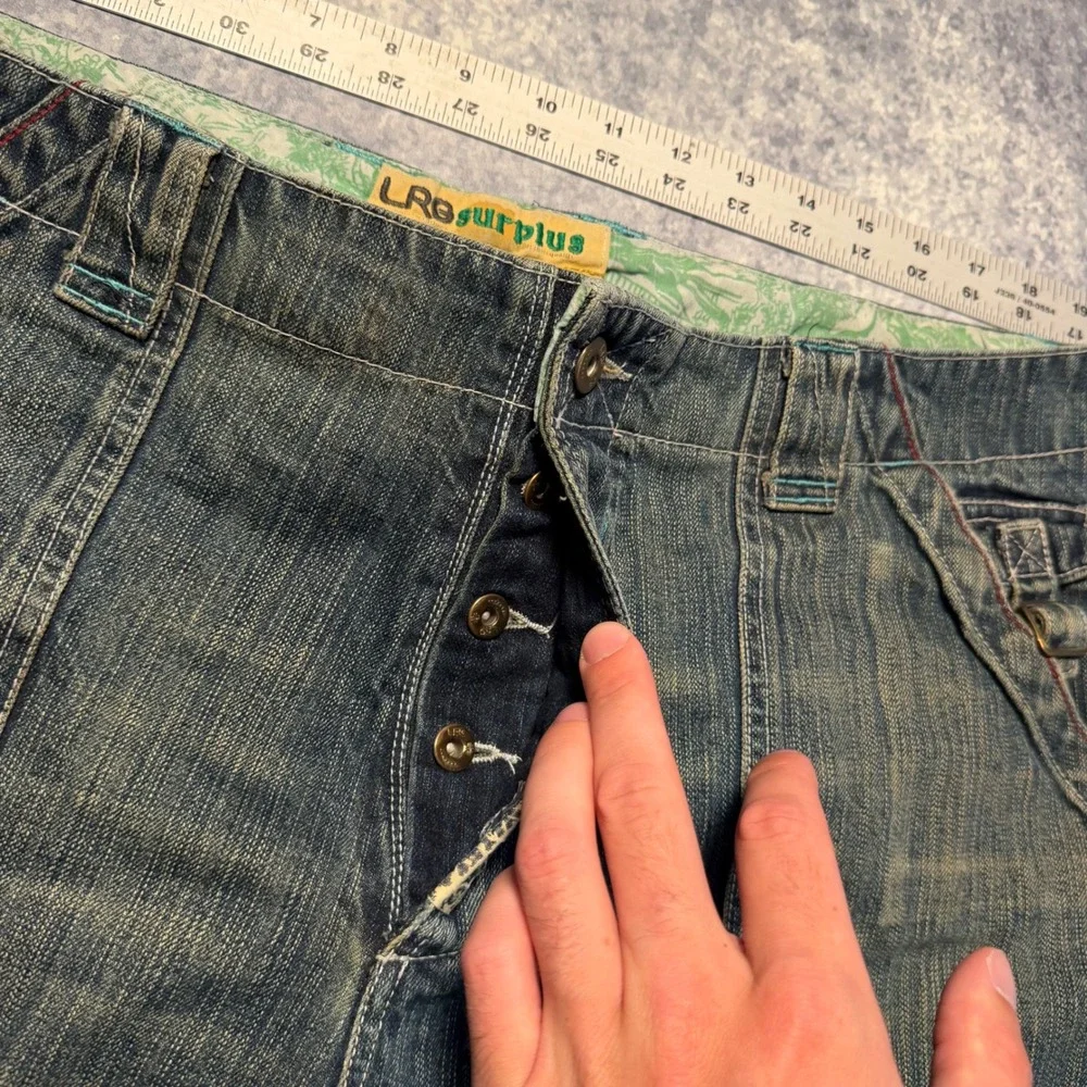 LRG Surplus Research Group Men 38 Utility Denim Jeans Blue Medium Wash Y2K Baggy